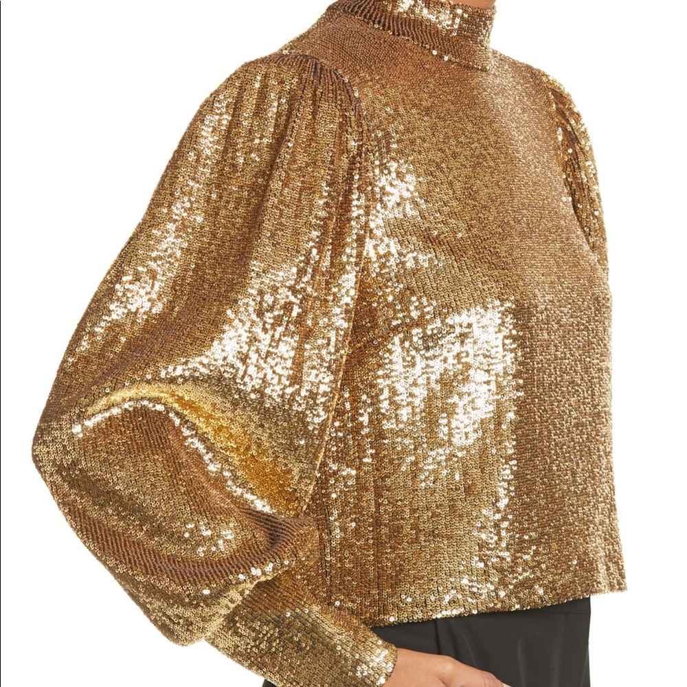 A.L.C. Margaret Sequin Mock Neck Top, SIZE 6